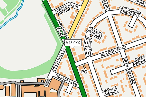 M13 0XX map - OS OpenMap – Local (Ordnance Survey)