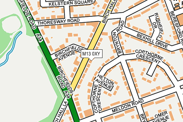 M13 0XY map - OS OpenMap – Local (Ordnance Survey)