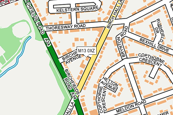 M13 0XZ map - OS OpenMap – Local (Ordnance Survey)