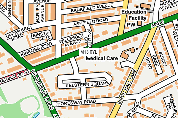 M13 0YL map - OS OpenMap – Local (Ordnance Survey)