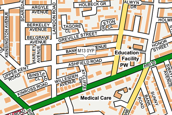 M13 0YP map - OS OpenMap – Local (Ordnance Survey)