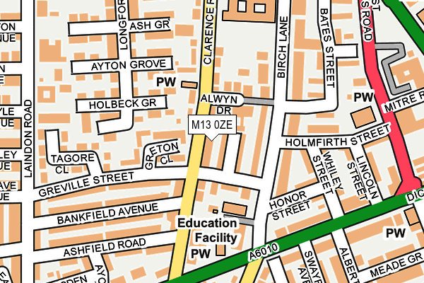 M13 0ZE map - OS OpenMap – Local (Ordnance Survey)