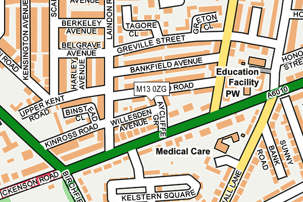 M13 0ZG map - OS OpenMap – Local (Ordnance Survey)