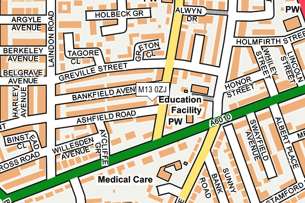 M13 0ZJ map - OS OpenMap – Local (Ordnance Survey)