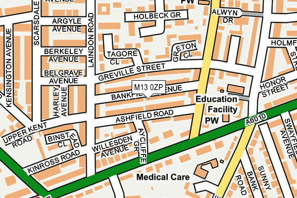 M13 0ZP map - OS OpenMap – Local (Ordnance Survey)