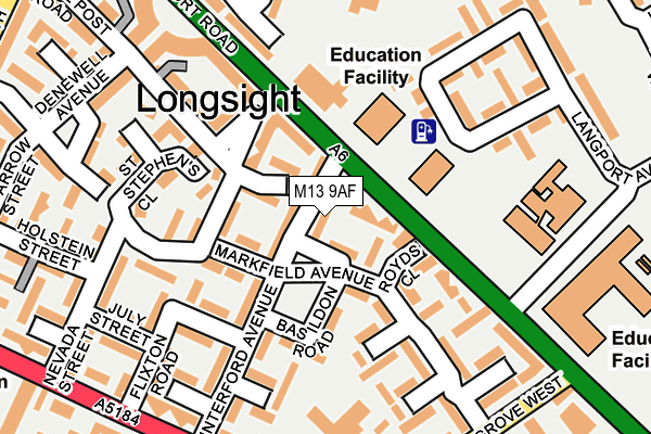 M13 9AF map - OS OpenMap – Local (Ordnance Survey)