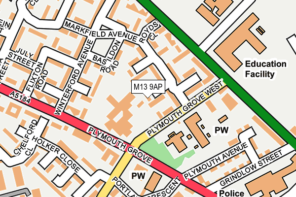 M13 9AP map - OS OpenMap – Local (Ordnance Survey)