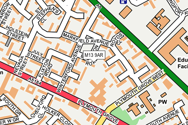 M13 9AR map - OS OpenMap – Local (Ordnance Survey)