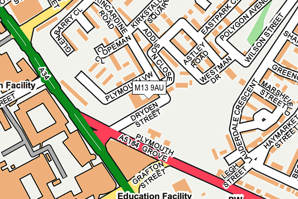 M13 9AU map - OS OpenMap – Local (Ordnance Survey)