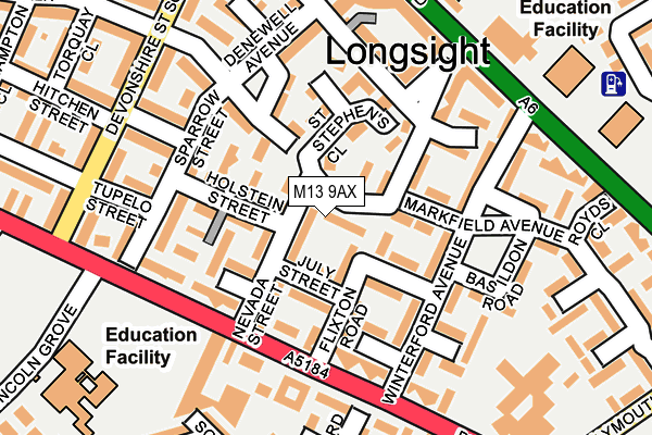 M13 9AX map - OS OpenMap – Local (Ordnance Survey)