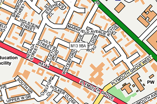 M13 9BA map - OS OpenMap – Local (Ordnance Survey)