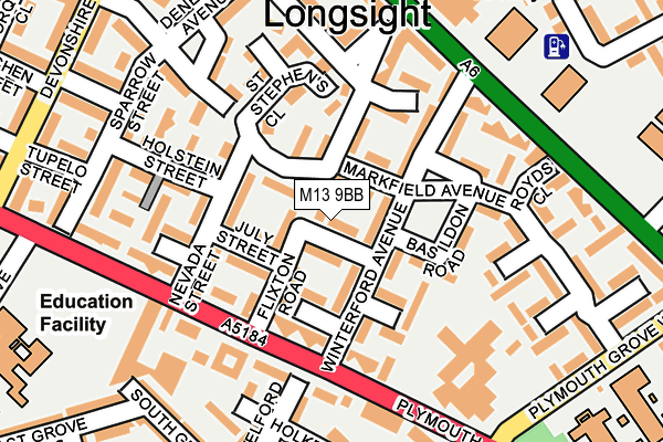 M13 9BB map - OS OpenMap – Local (Ordnance Survey)