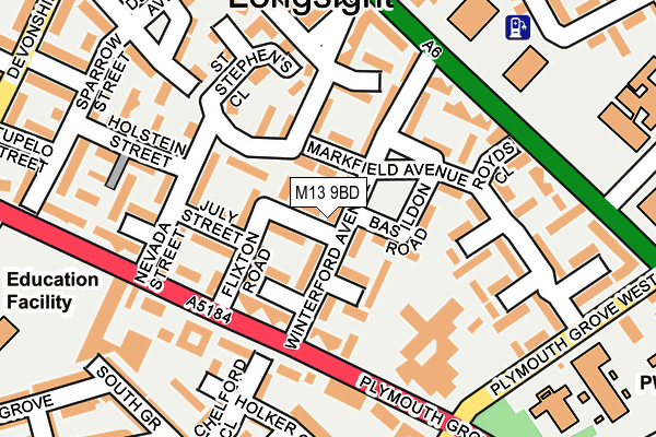 M13 9BD map - OS OpenMap – Local (Ordnance Survey)