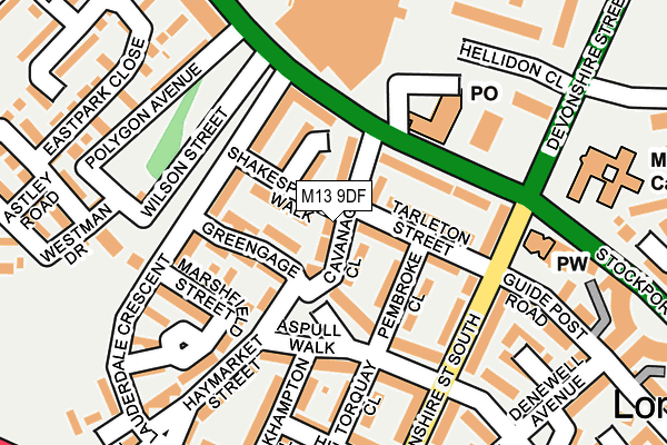 M13 9DF map - OS OpenMap – Local (Ordnance Survey)