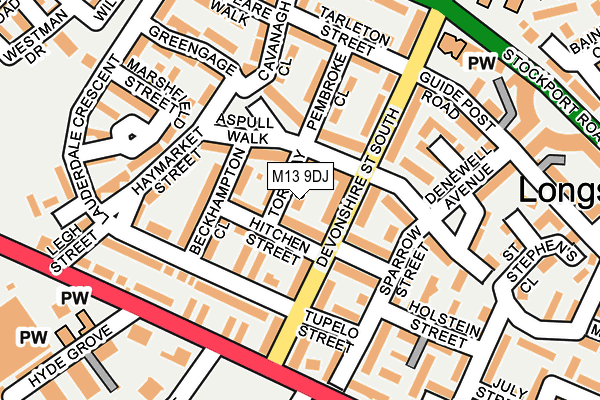 M13 9DJ map - OS OpenMap – Local (Ordnance Survey)