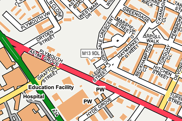 M13 9DL map - OS OpenMap – Local (Ordnance Survey)