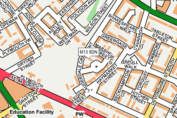 M13 9DN map - OS OpenMap – Local (Ordnance Survey)