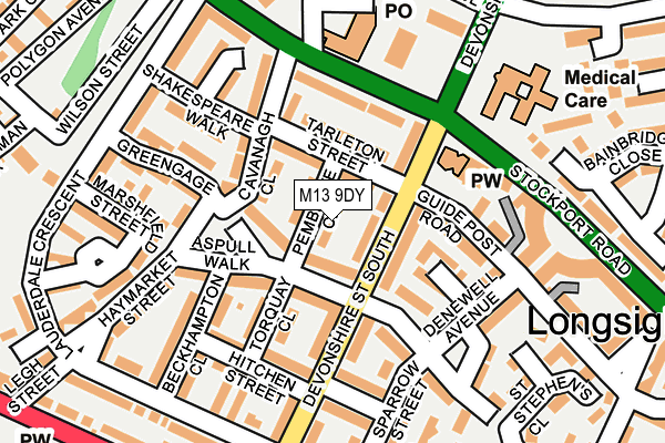 M13 9DY map - OS OpenMap – Local (Ordnance Survey)