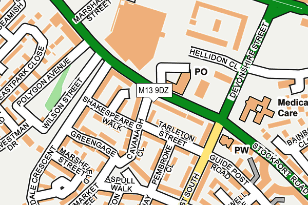 M13 9DZ map - OS OpenMap – Local (Ordnance Survey)
