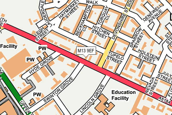 M13 9EF map - OS OpenMap – Local (Ordnance Survey)