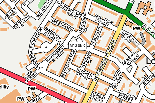 M13 9ER map - OS OpenMap – Local (Ordnance Survey)