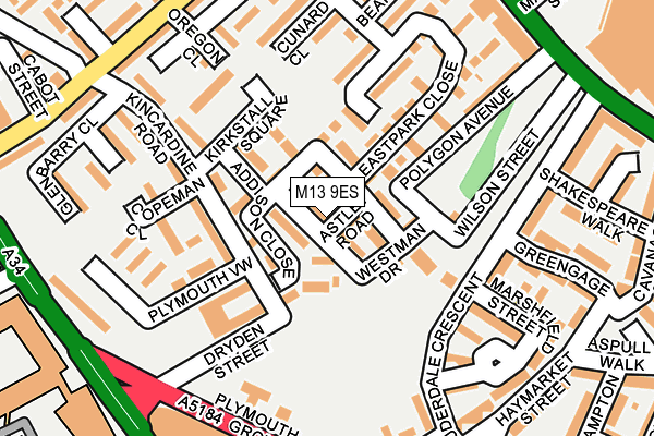 M13 9ES map - OS OpenMap – Local (Ordnance Survey)