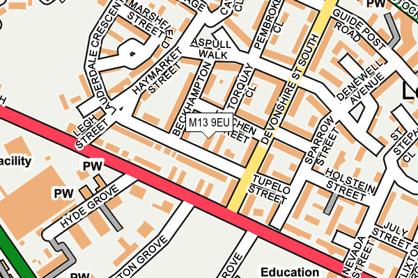 M13 9EU map - OS OpenMap – Local (Ordnance Survey)