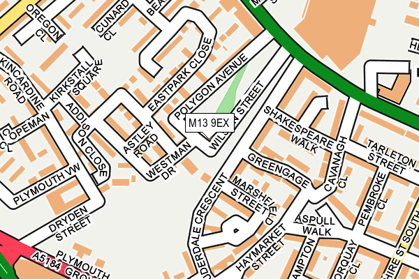 M13 9EX map - OS OpenMap – Local (Ordnance Survey)