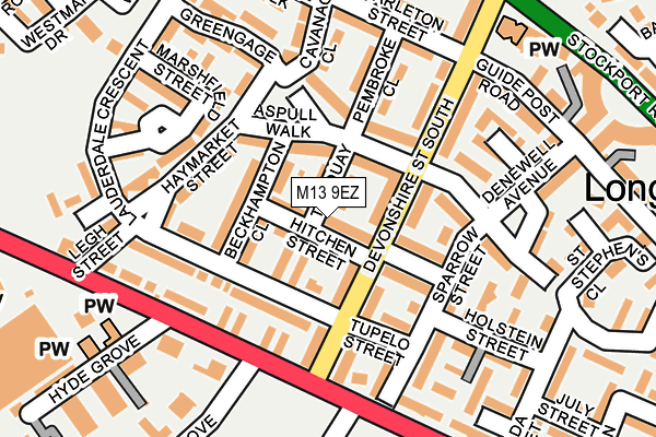 M13 9EZ map - OS OpenMap – Local (Ordnance Survey)