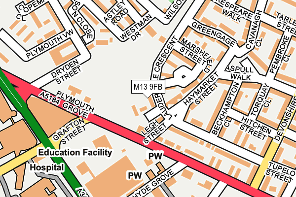 M13 9FB map - OS OpenMap – Local (Ordnance Survey)