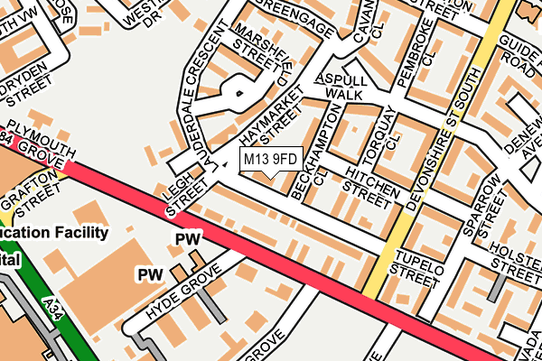 M13 9FD map - OS OpenMap – Local (Ordnance Survey)