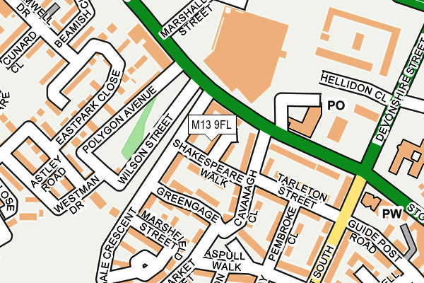 M13 9FL map - OS OpenMap – Local (Ordnance Survey)