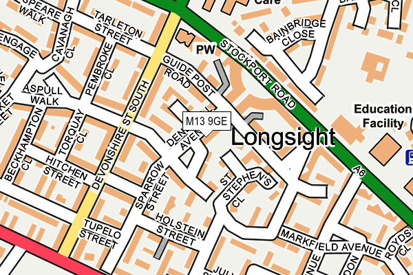 M13 9GE map - OS OpenMap – Local (Ordnance Survey)