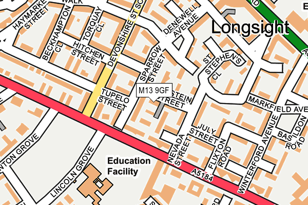 M13 9GF map - OS OpenMap – Local (Ordnance Survey)