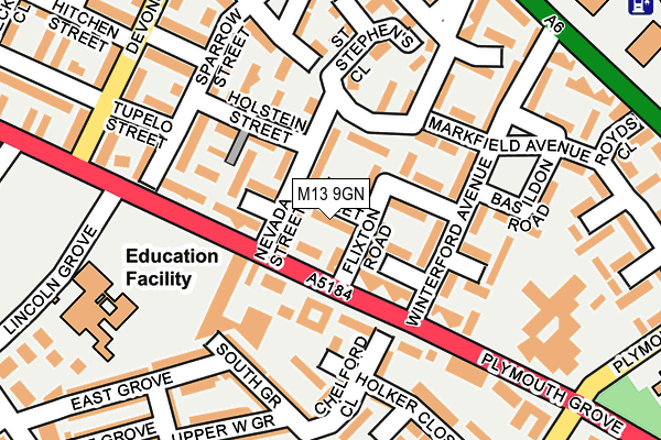 M13 9GN map - OS OpenMap – Local (Ordnance Survey)