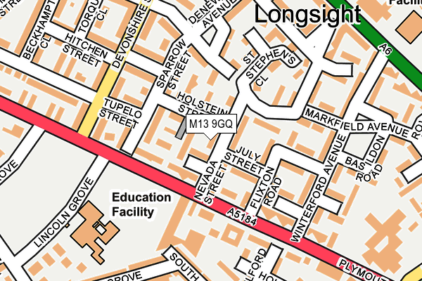 M13 9GQ map - OS OpenMap – Local (Ordnance Survey)