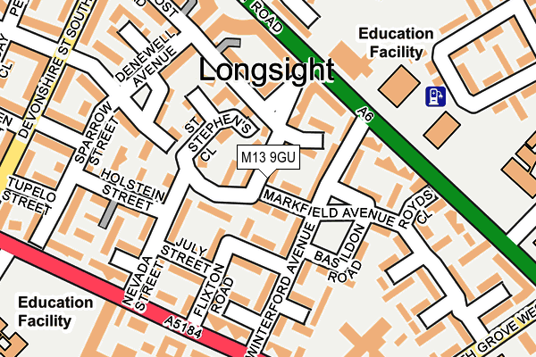 M13 9GU map - OS OpenMap – Local (Ordnance Survey)