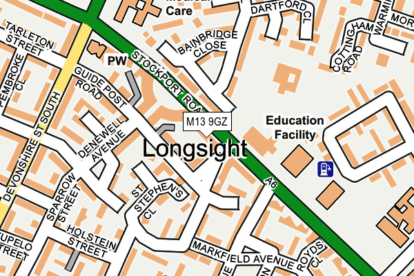 M13 9GZ map - OS OpenMap – Local (Ordnance Survey)