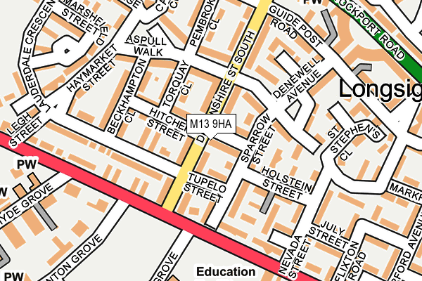 M13 9HA map - OS OpenMap – Local (Ordnance Survey)