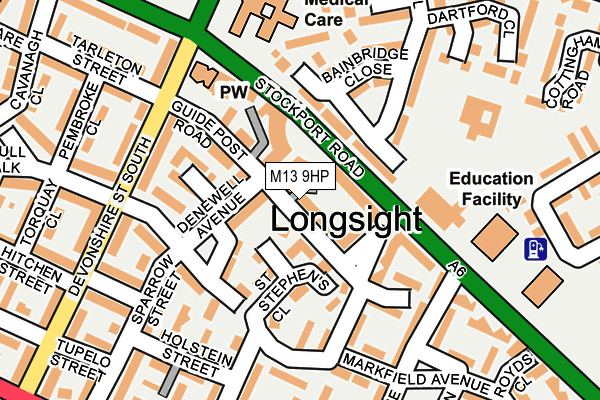 M13 9HP map - OS OpenMap – Local (Ordnance Survey)