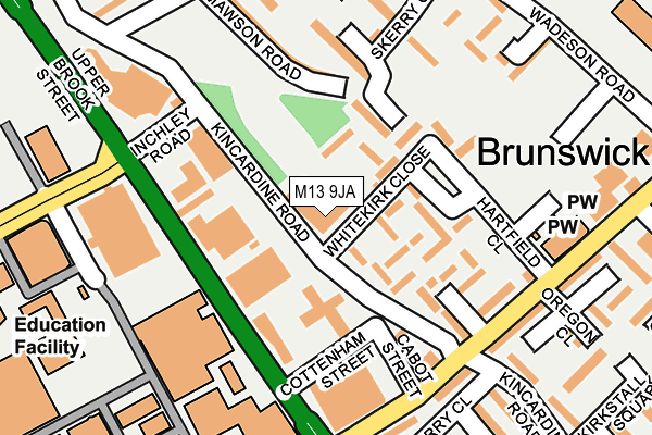 M13 9JA map - OS OpenMap – Local (Ordnance Survey)