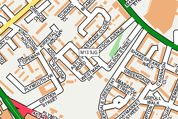 M13 9JG map - OS OpenMap – Local (Ordnance Survey)