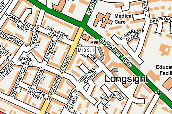 M13 9JH map - OS OpenMap – Local (Ordnance Survey)