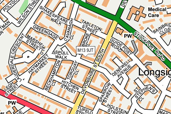 M13 9JT map - OS OpenMap – Local (Ordnance Survey)