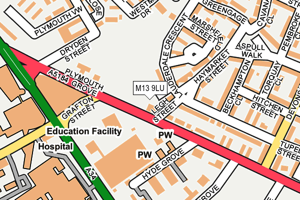 M13 9LU map - OS OpenMap – Local (Ordnance Survey)