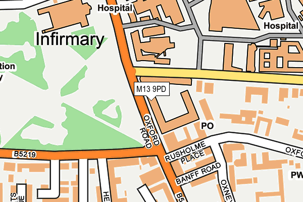 M13 9PD map - OS OpenMap – Local (Ordnance Survey)