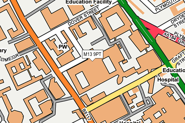 M13 9PT map - OS OpenMap – Local (Ordnance Survey)