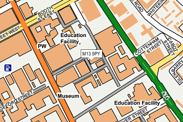 M13 9PY map - OS OpenMap – Local (Ordnance Survey)