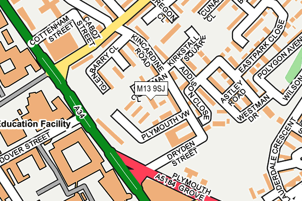 M13 9SJ map - OS OpenMap – Local (Ordnance Survey)