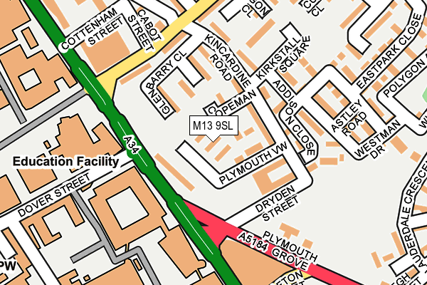 M13 9SL map - OS OpenMap – Local (Ordnance Survey)